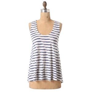 Anthropologie blue + white tank top